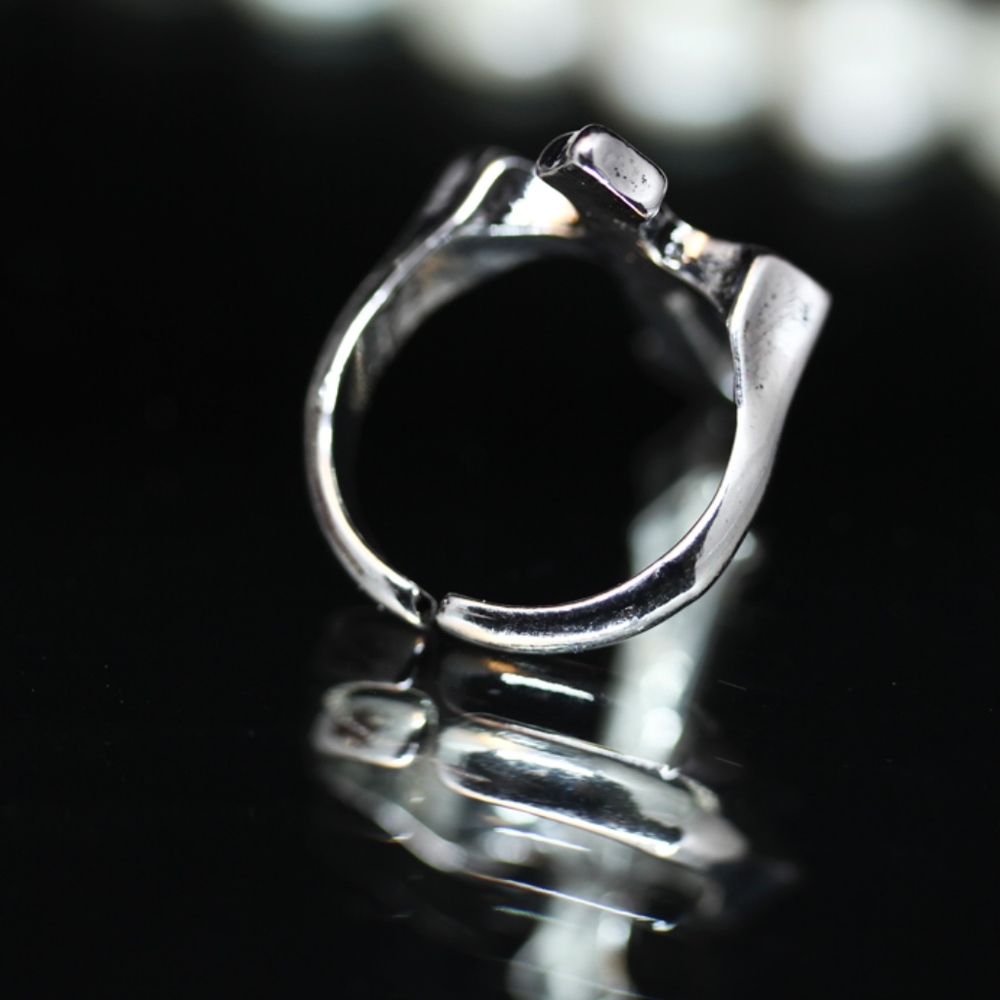 925s Rough Black Cross Adjustable Ring - image 5